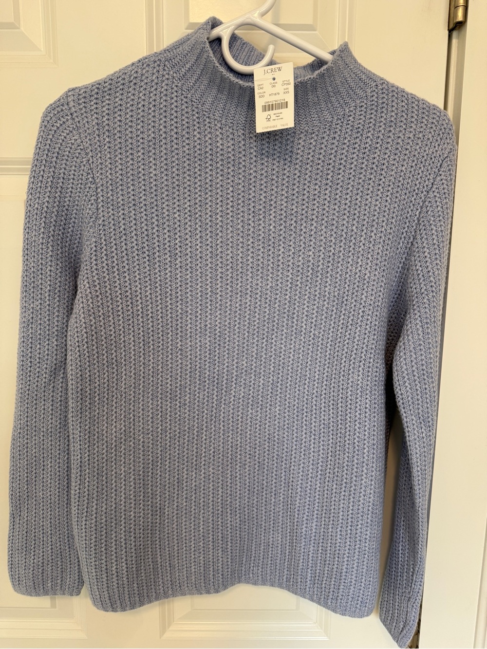 J. Crew Factory Light Blue Textured Turtleneck Sweater